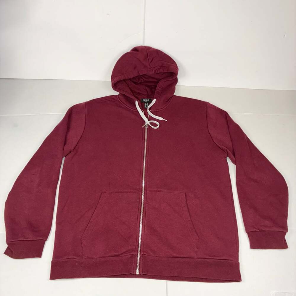 Forever 21 Zip-Up Hoodie Size Men XL Burgundy